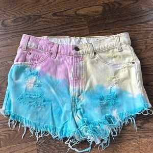Vintage Levi Tye Dye Jean Shorts, Urban Outfitters